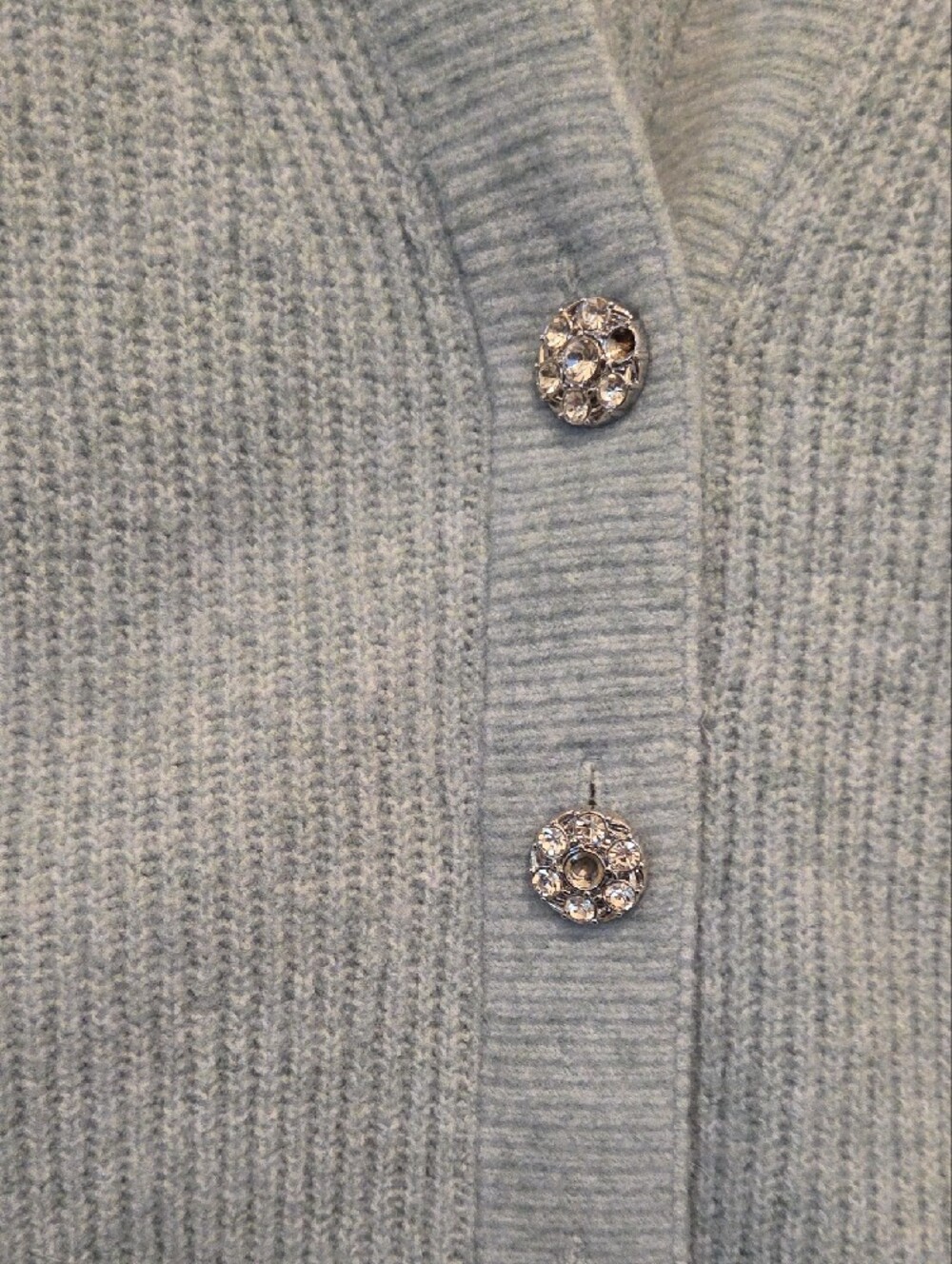 White House Black Market Light Blue Ribbed Button-Front Cardigan - Picture 2 of 3